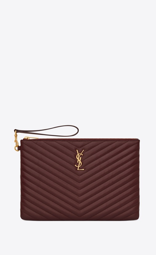 SAINT LAURENT Monogram Matelassé Damen Monogram tablet pouch in quilted leather a_V4